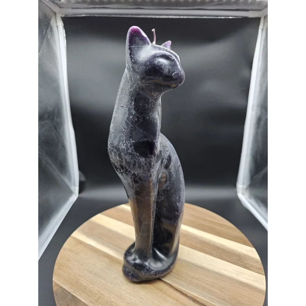 Vintage MCM Standing‎ Purple Cat Candle ~ Halloween